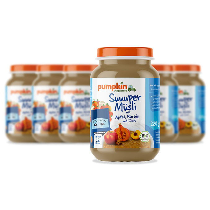 Pumpkin Organics BIO Müsli Apfel, 6er Pack
