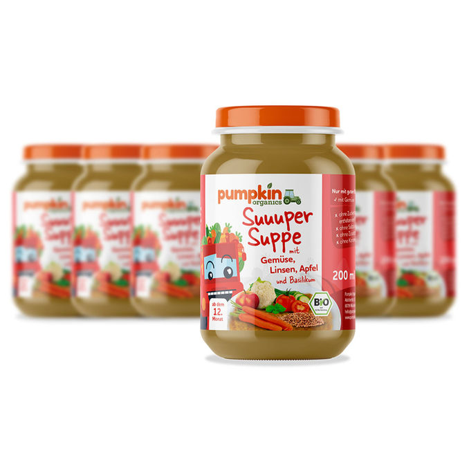 Pumpkin Organics BIO Suppe Gemüse & Linsen, 6er Pack