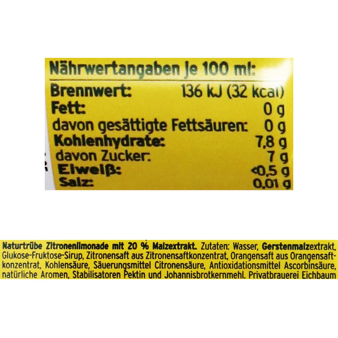 Eichbaum Braumeisters Limonade Zitrone, 24er Pack (EINWEG) zzgl. Pfand