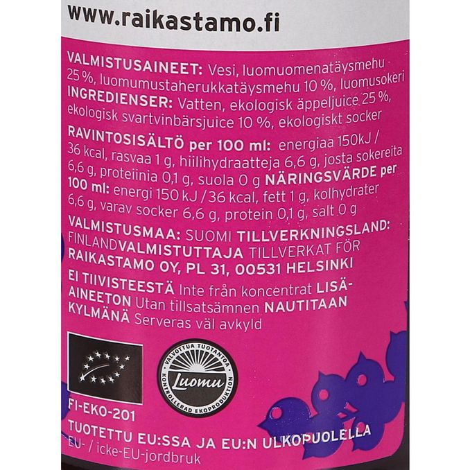 Raikastamo Herukka-omenamehu Luomu 6-pack