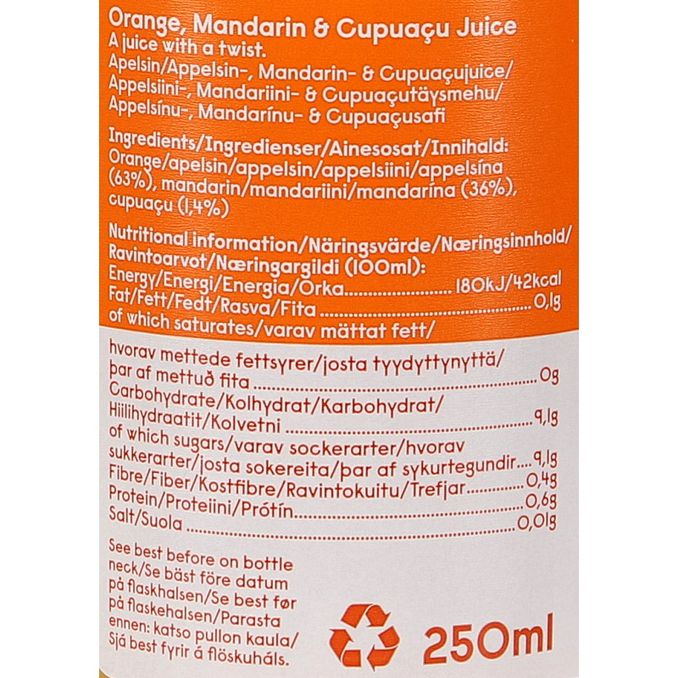 Smoothie Appelsiini, Mandariini & Cupuaçu, 250 ml, Froosh | Matsmart