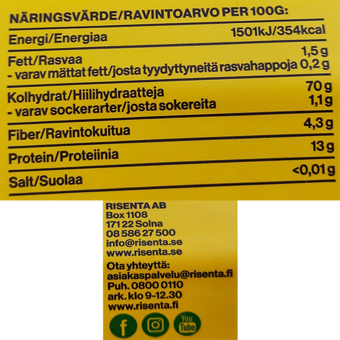 Risenta Spaghetti Majs, Linser & Ärtor