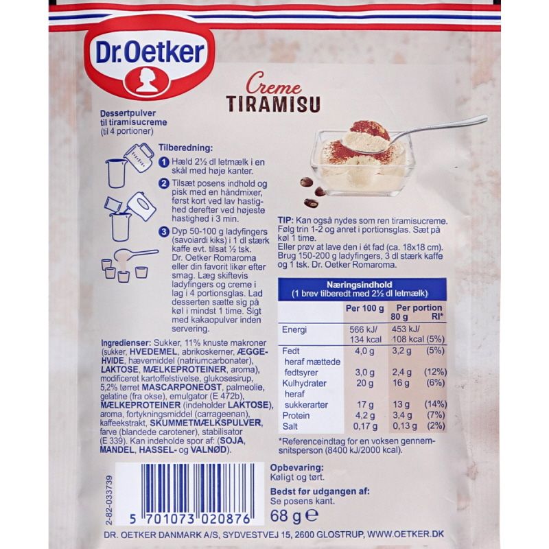 Dr. Oetker Tiramisucreme pulver 68 g fra Dr. Oetker | Motatos