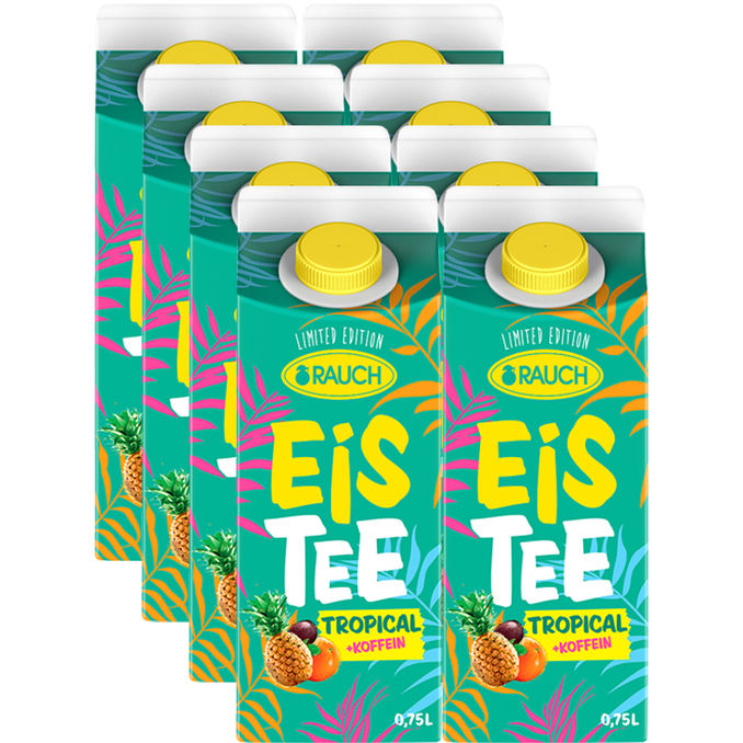 Rauch Eistee Tropical + Koffein, 8er Pack