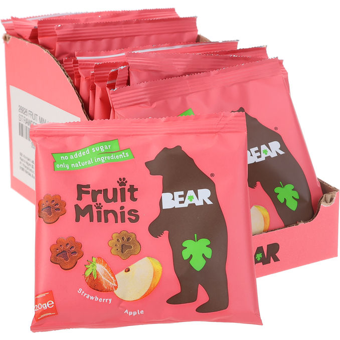 Bear Fruktbitar Minis Jordgubb Äpple 18-pack | 18 x 20 g