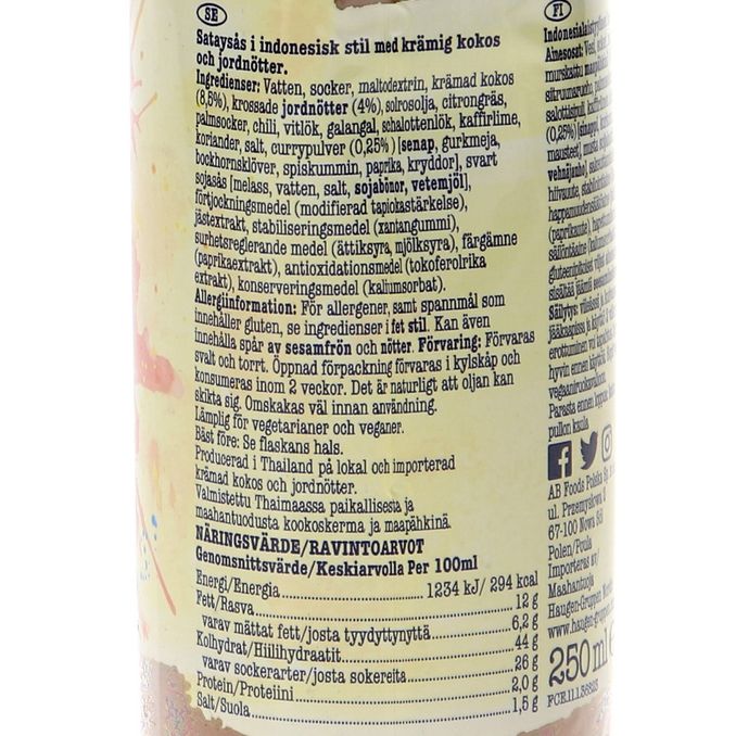 Blue Dragon Satay Sauce, 250 ml fra Blue Dragon Motatos