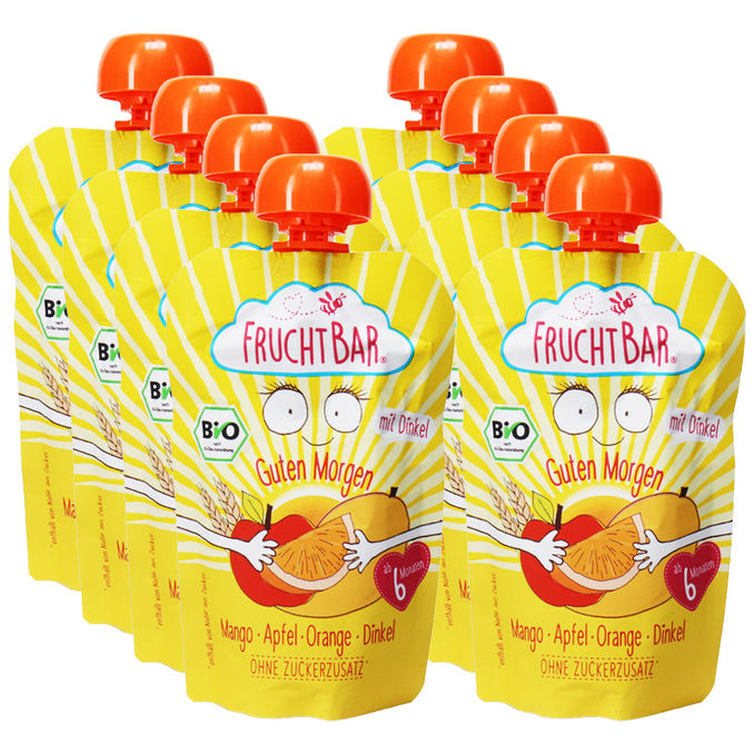 Fruchtbar BIO Fruchtpüree Mango, Apfel & Orange, 8er Pack
