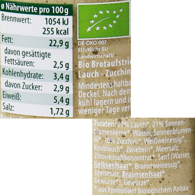 Dittmann BIO Lauch-Zucchini Brotaufstrich