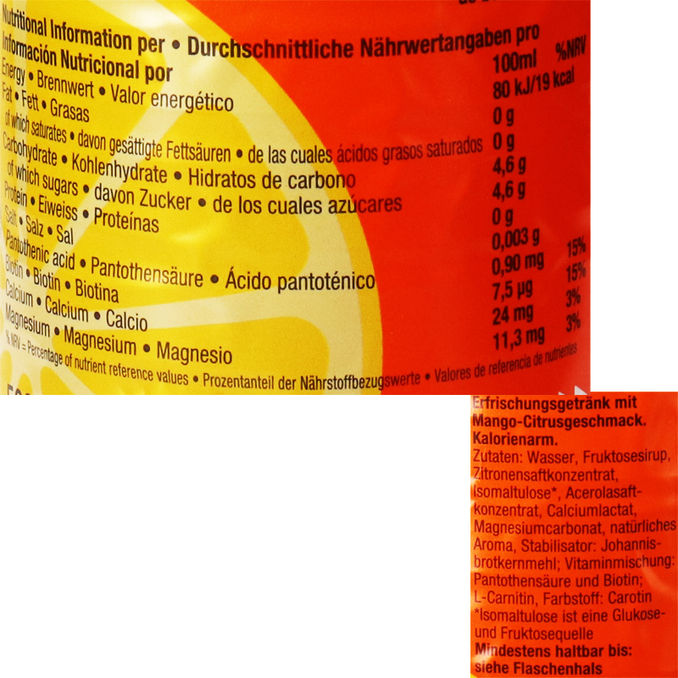 ganic Vitaminwasser Mango Citrus, 12er Pack (EINWEG) zzgl. Pfand