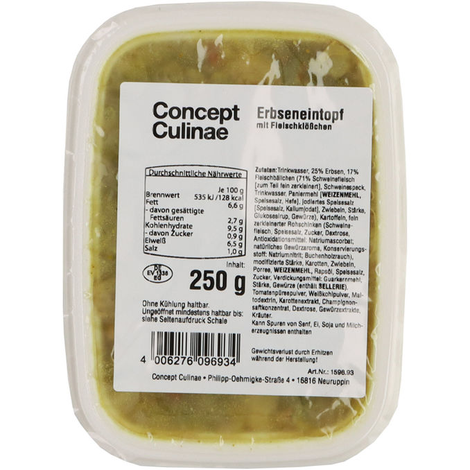 Concept Culinae Erbseneintopf mit Fleischklößchen