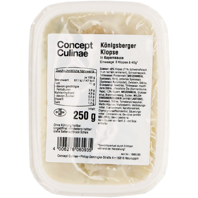 Concept Culinae Königsberger Klopse in Kapernsauce
