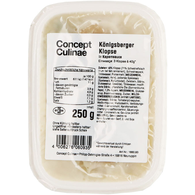 Concept Culinae Königsberger Klopse in Kapernsauce