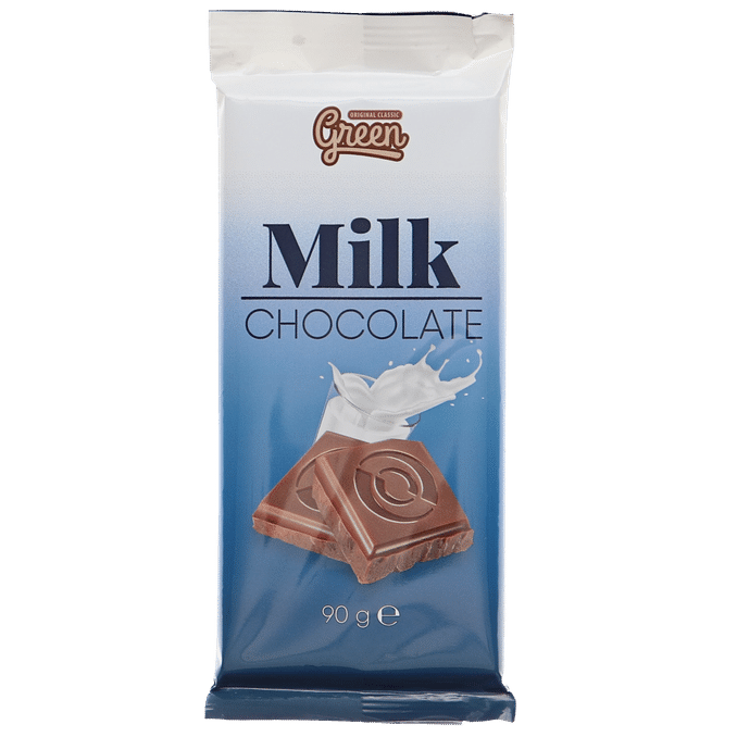 længde femte bord Mælkechokolade, 90 g fra GREEN | Motatos
