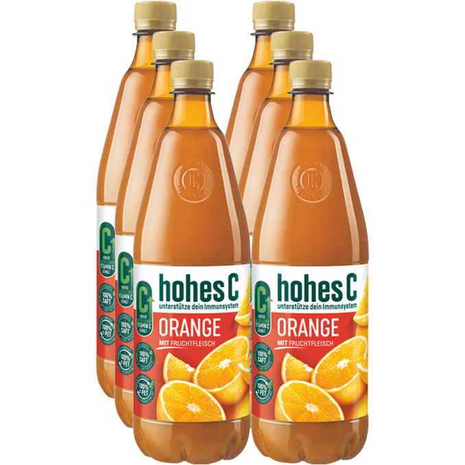 Orangensaft mit Fruchtfleisch, 6er Pack , 6x 1L von hohes C | Motatos