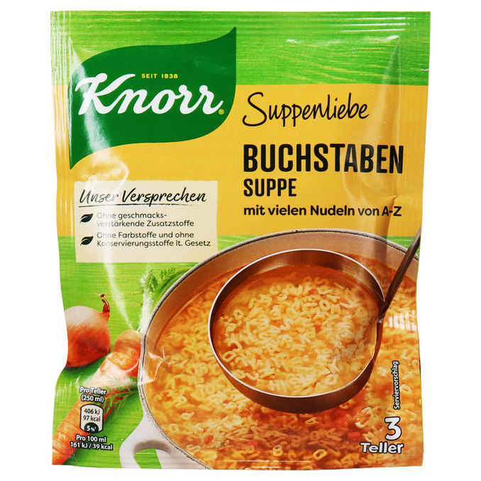 Knorr Buchstaben Suppe mit Nudeln von A-Z