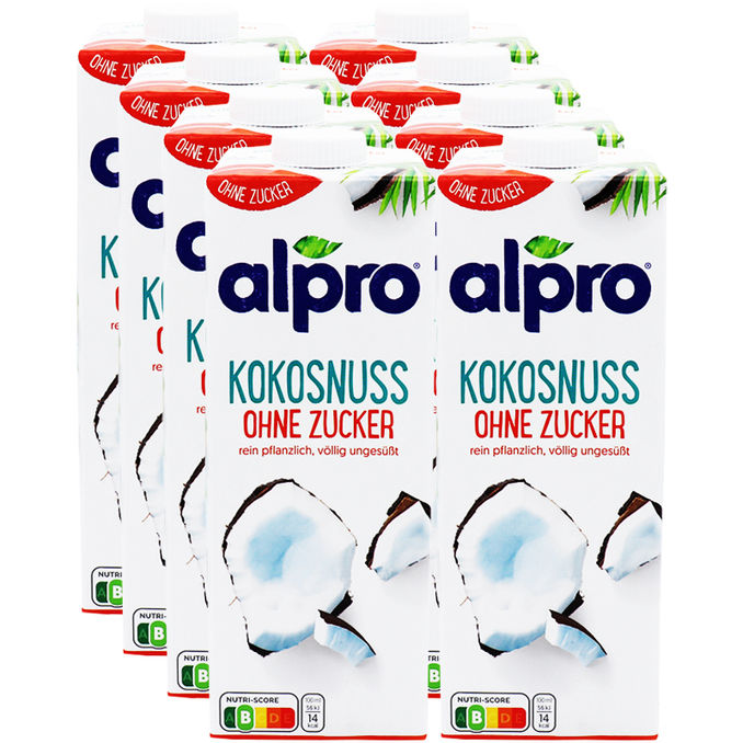 Alpro Kokosnussdrink Ohne Zucker, 8er Pack