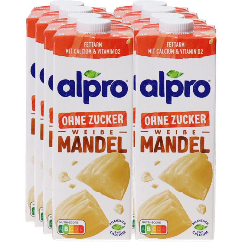 Mandeldrink Ohne Zucker, Ungeröstet, 8er Pack, 8x 1L Von Alpro | Motatos