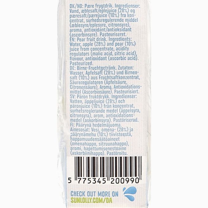 Näringsinnehåll Dryck Fruity Water Päron 3-Pack