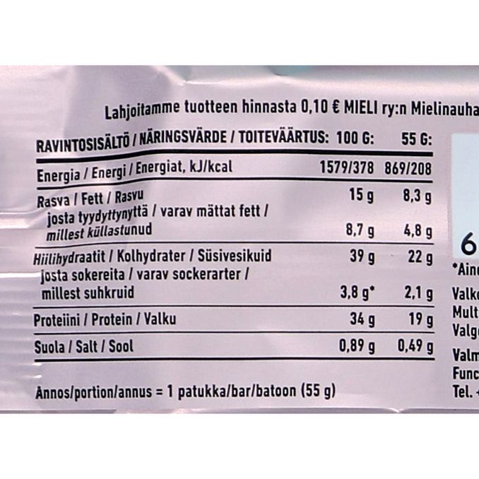 Valkosuklaa-mutakakku Proteiinipatukka 15kpl, 15 x 55 g, Fast | Matsmart
