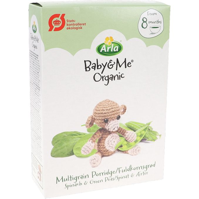 Baby & me Øko Baby Fuldkornsgrød m. Spinat & Ærter 8 mdr.