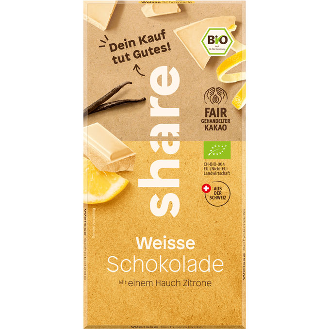Share BIO Weisse Schokolade mit einem Hauch Zitrone