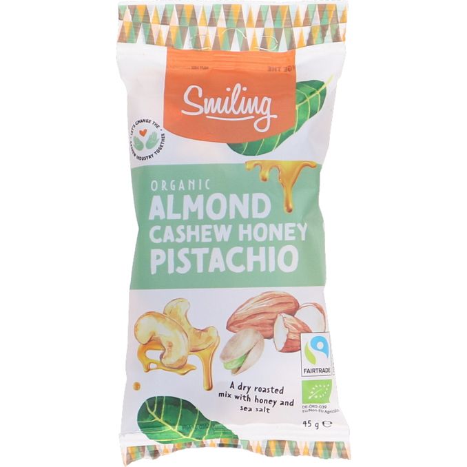 Smiling Group Nøddemix Økologisk Cashew Mandler & Pistacie m. Honning
