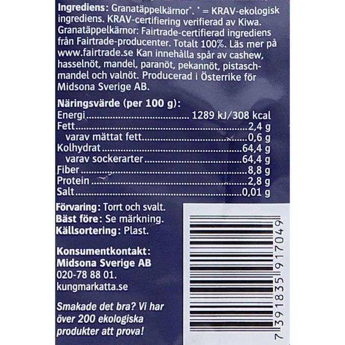Kung Markatta Granatäppelkärnor Eko