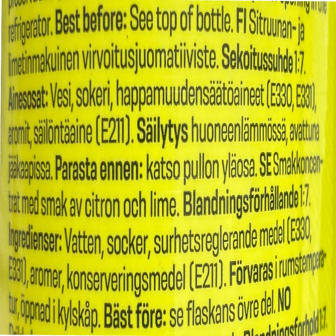 Näringsinnehåll Lemon-Lime Smakextrakt Saft Läsk 4L 