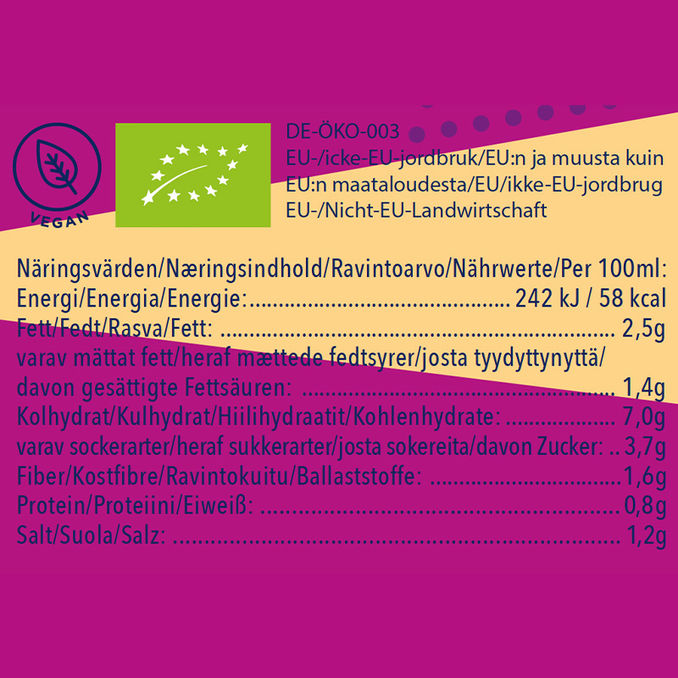 Zutaten & Nährwerte: BIO Suppe Kürbis & Kokos