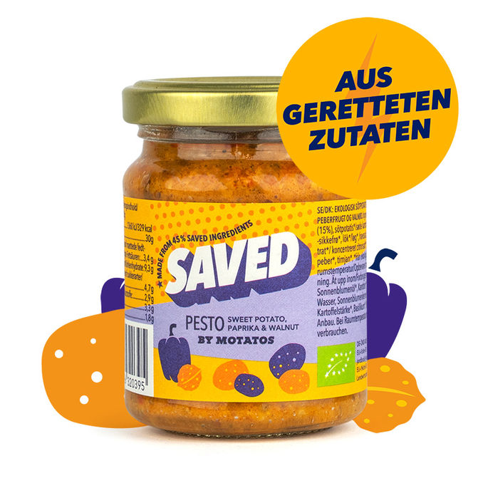 SAVED By Motatos BIO Pesto Süßkartoffel, Paprika & Walnuss, 6er Pack