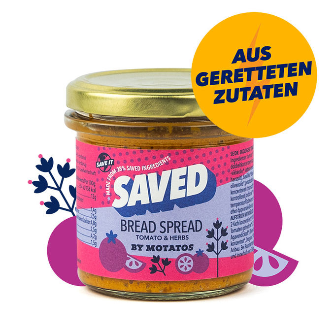 SAVED By Motatos BIO Brotaufstrich Tomate & Kräuter, 6er Pack