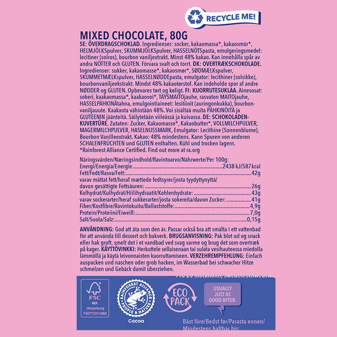 Næringsindhold 4-pak Blandet Chokolade