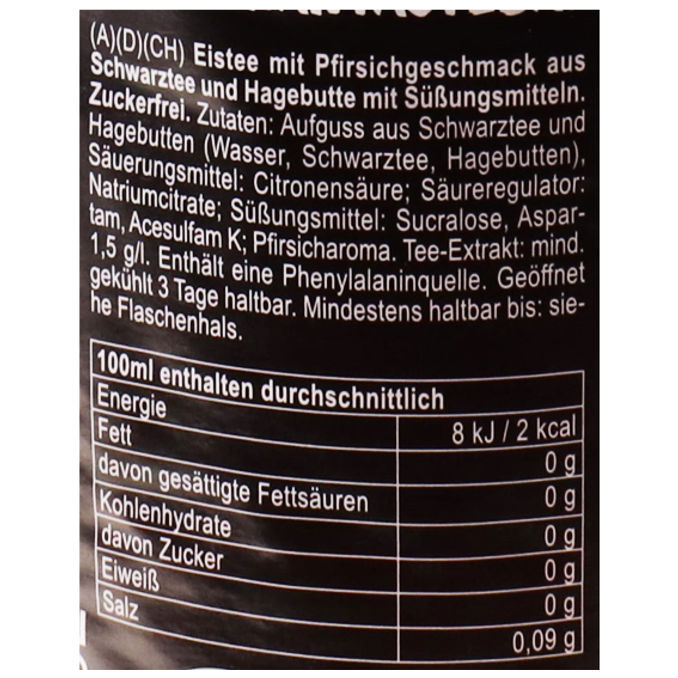 Zutaten & Nährwerte: Eistee Pfirsich Zero, 6er Pack (EINWEG) zzgl. Pfand