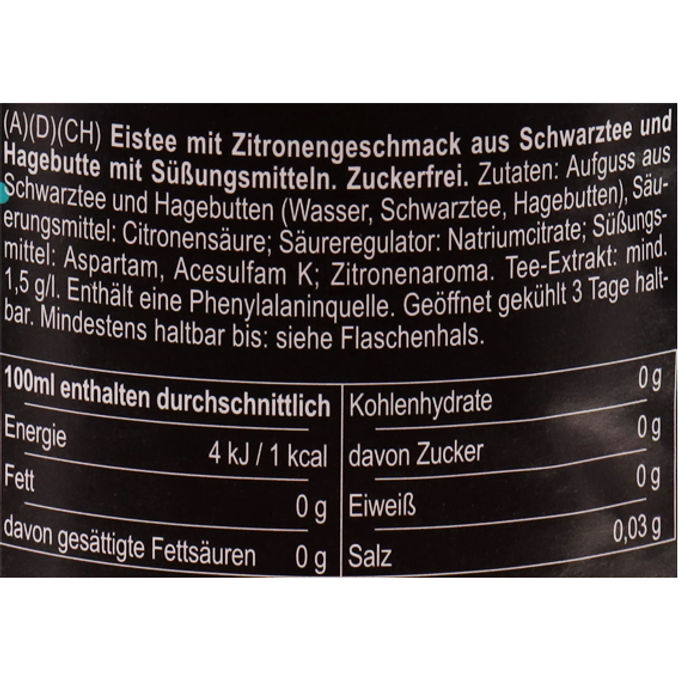 Zutaten & Nährwerte: Eistee Zitrone Zero, 6er Pack (EINWEG) zzgl. Pfand