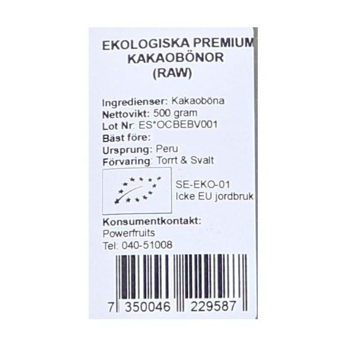 Powerfruits Kakaobönor Premium  Eko
