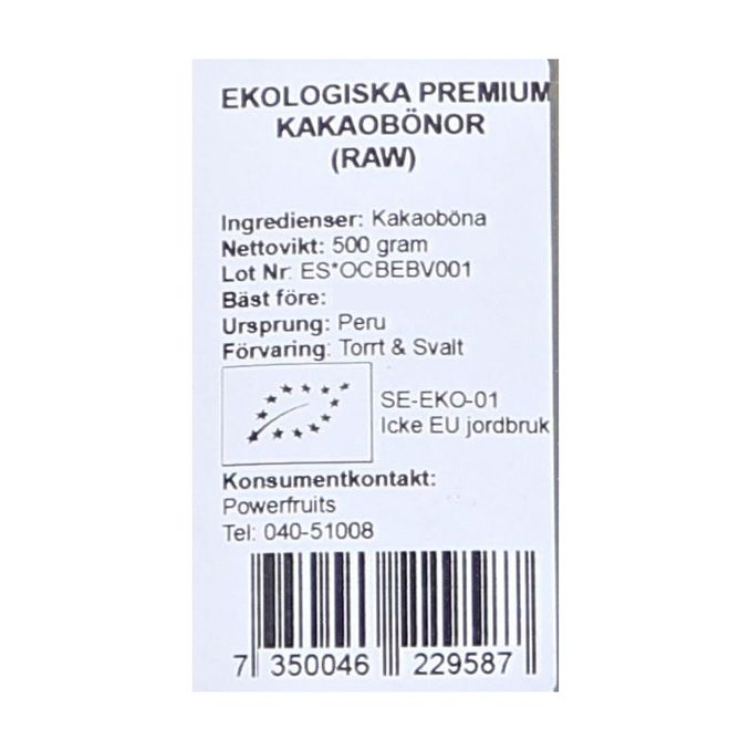 Powerfruits Kakaobönor Premium Eko
