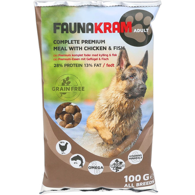 Faunakram Hundefoder komplet tørfoder m. Kylling & Fisk