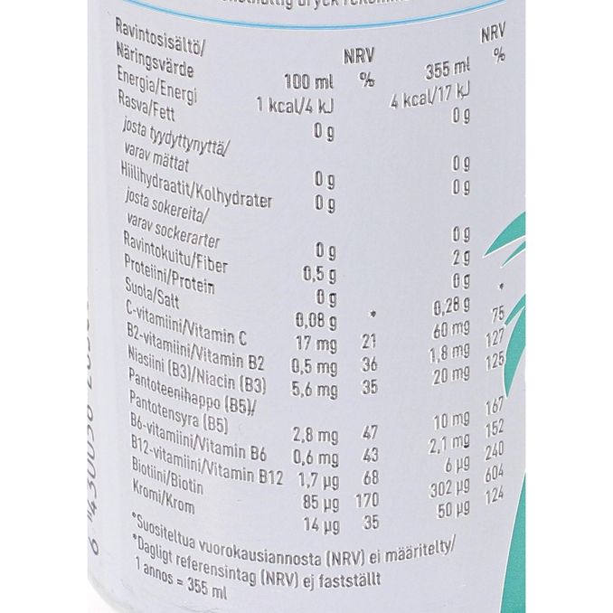 Tuotteen ravintosisältö: Energiajuoma Tropical Twist 12-pack