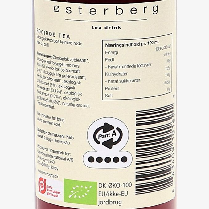 Næringsindhold Øko Østerberg Rooibos Tea w. Red Berries 250ml 