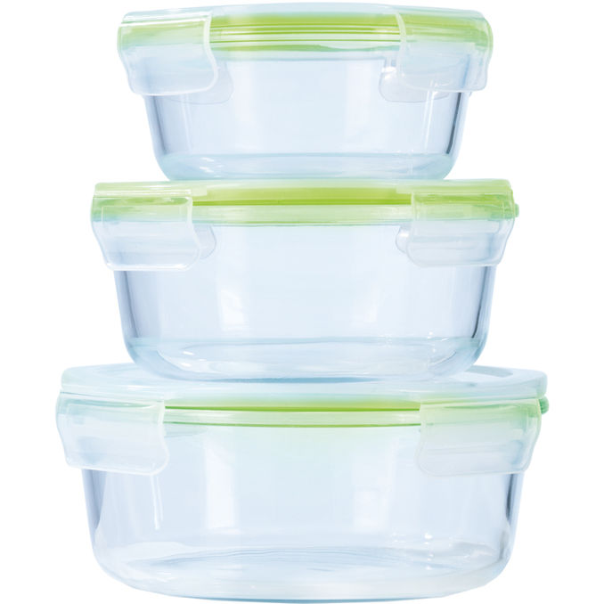 GOURMETmaxx Glas-Frischhaltedosen Set (3 Dosen + Deckel)