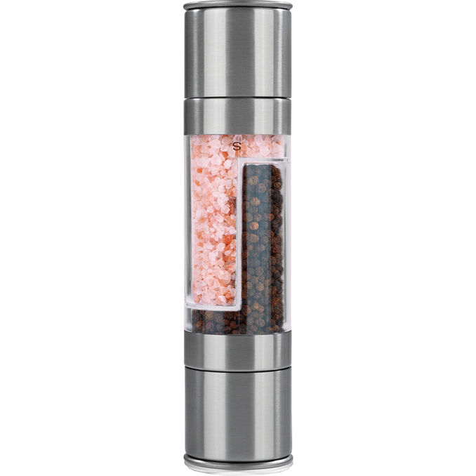 MAXXMEE Gewürzmühle für 2 Gewürze (silber)