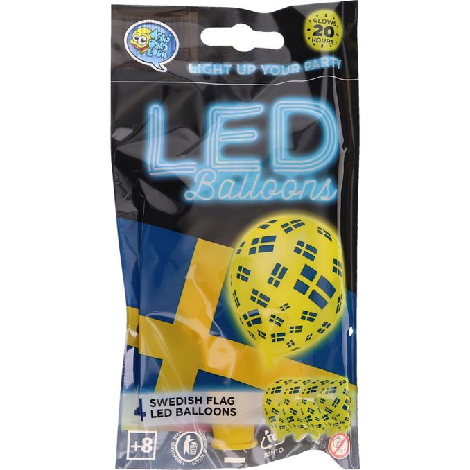 Wakadabaloon LED Ballonger Svensk Flagga 4-Pack 