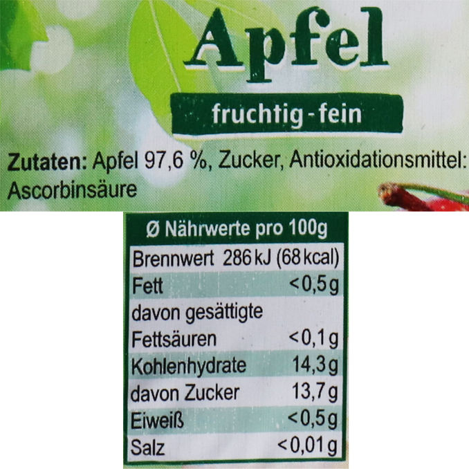 Zutaten & Nährwerte: Fruchtdessert Apfel, 48er Pack