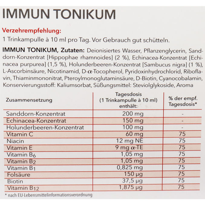 Zutaten & Nährwerte: Immun Tonikum, 20er Pack