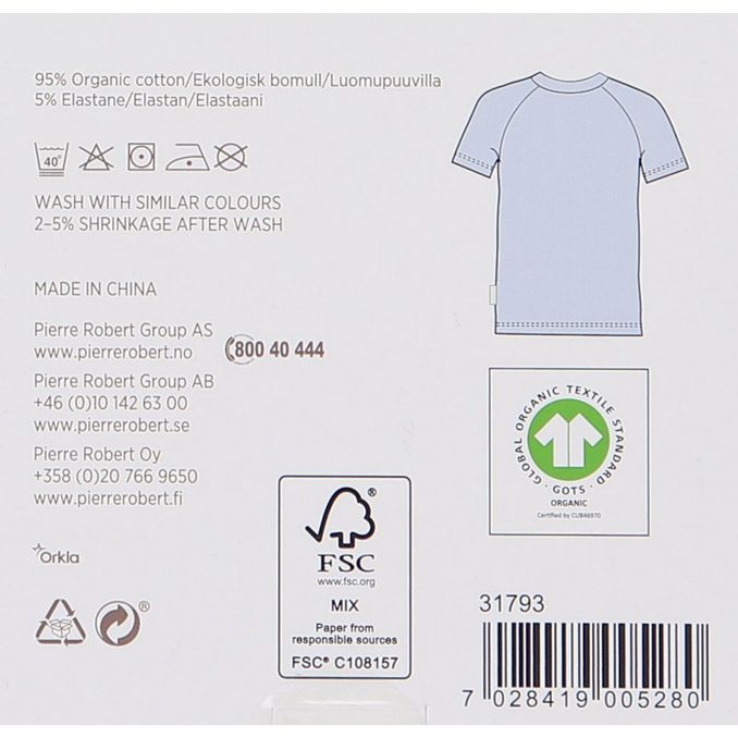 Tuotteen ravintosisältö: Lasten T-paita Vaaleansininen 110/116