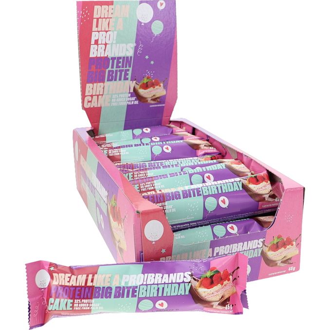 24pak Birthday Cake Proteinbarer, 24 x 45 g fra ProBrands Motatos