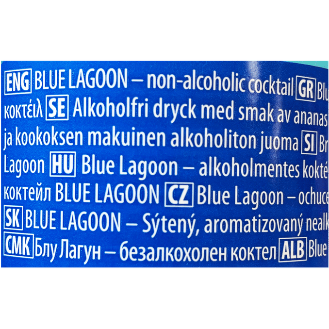 Tuotteen ravintosisältö: Alkoholiton Cocktail Blue Lagoon 