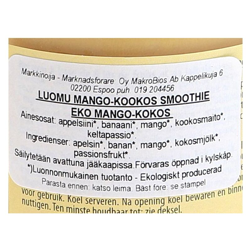 Mango-Kookos Smoothie, 25 cl, Vitamont | Matsmart