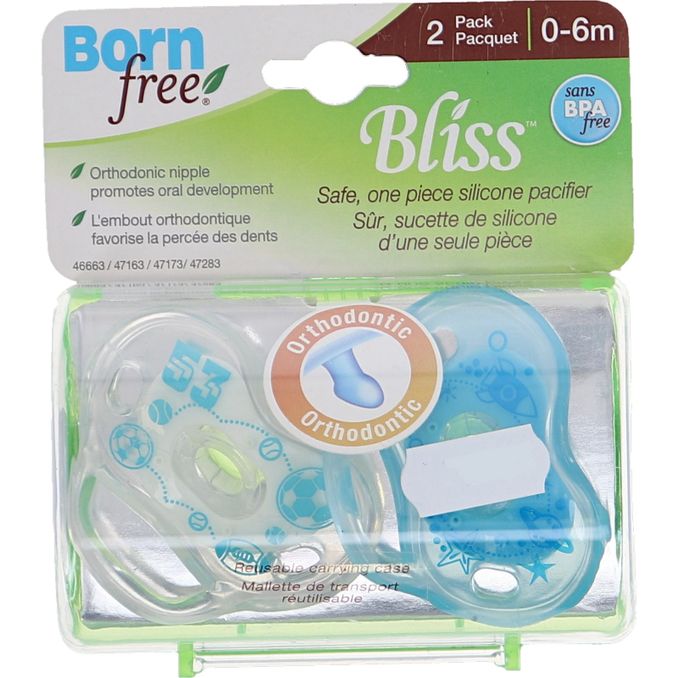 Bornfree BornFree Sut 0-6 Måneder tandregulerende Blå & Gennemsigtig 2 stk.