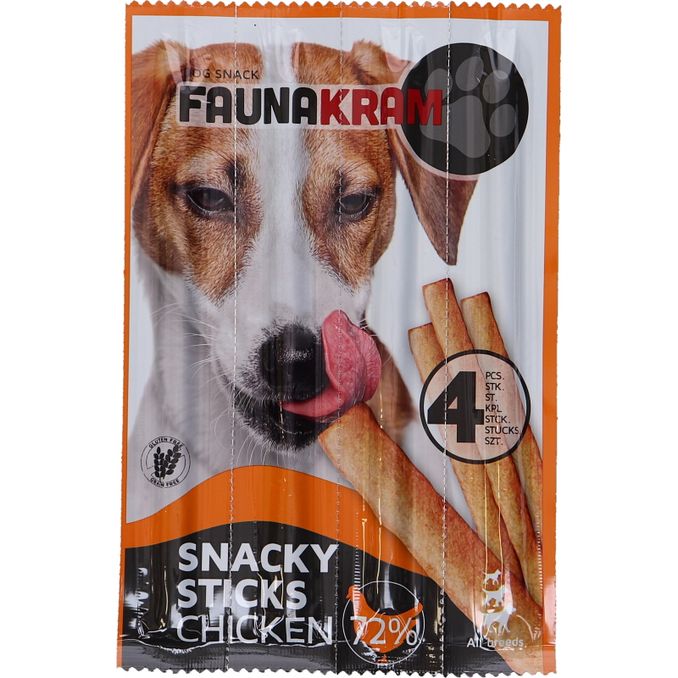 Hunde Snack Stick 72% Kylling , 4 x g fra Faunakram Motatos